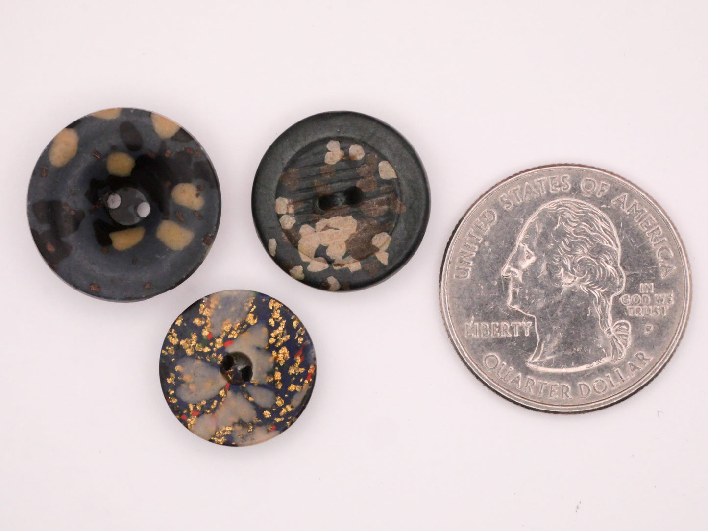 Composition Blue Fleck Antique Button Various 15-19mm
