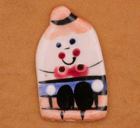 Humpty Dumpty Hand-Painted Ceramic Button 18x31mm