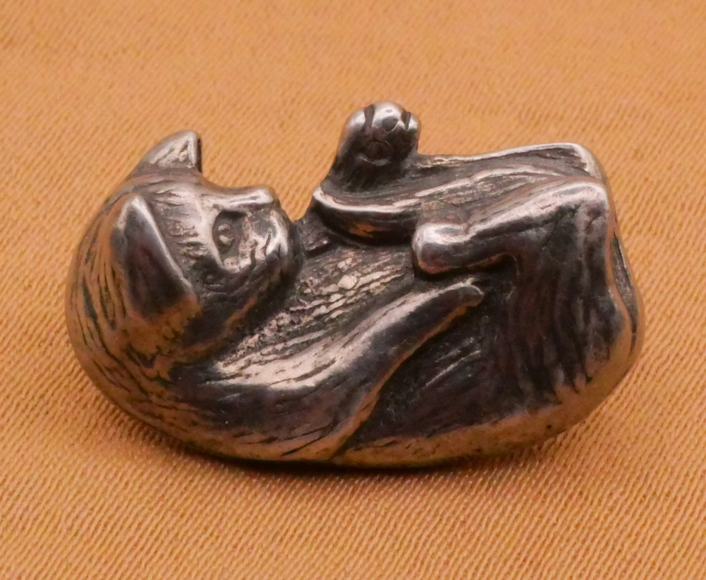 Cat Kitty Playful Danforth Pewter Button 13x20mm