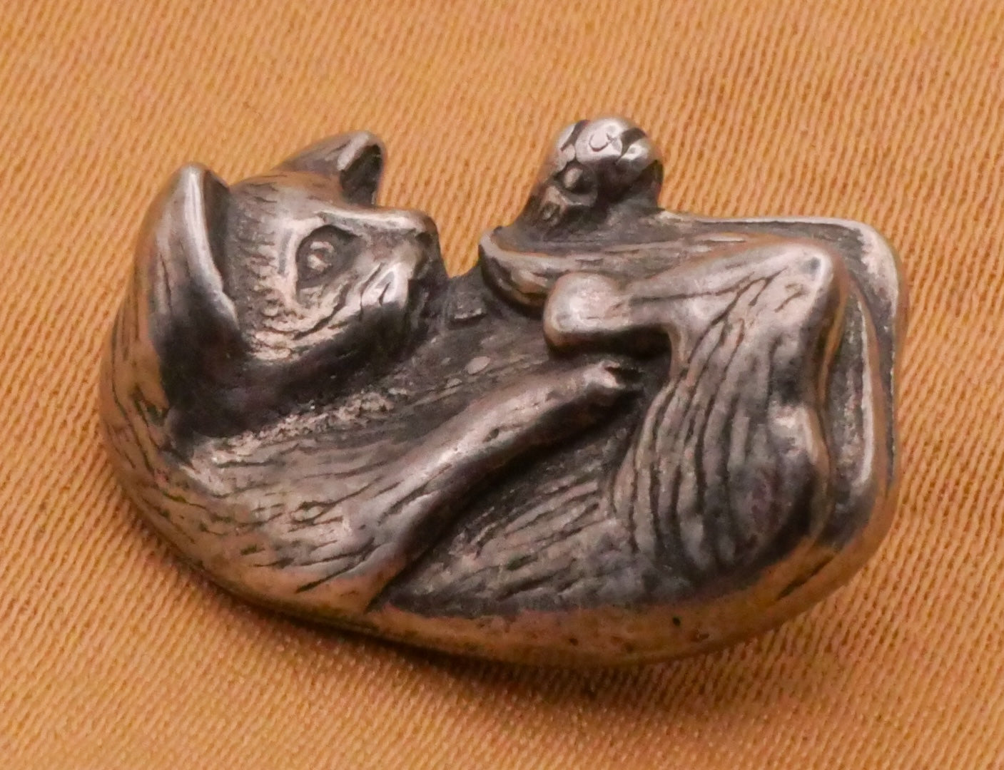 Cat Kitty Playful Danforth Pewter Button 13x20mm