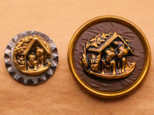 Dog and Child Doghouse Victorian Metal Button Various 18-27mm
