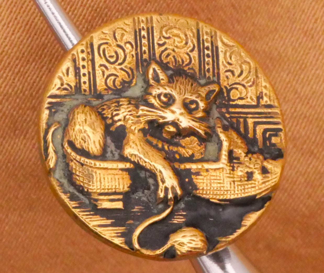Cat Kitty Mischief Metal Victorian Picture Button Various 16-18mm