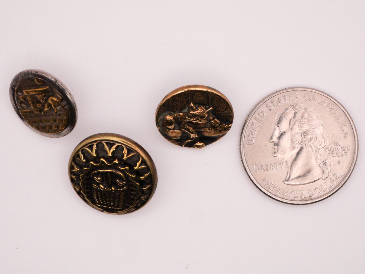 Cat Kitty Mischief Metal Victorian Picture Button Various 16-18mm