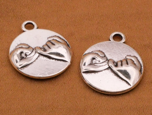 Pinky Swear Friendship Metal Pair of Charms Embellishments 15x18mm