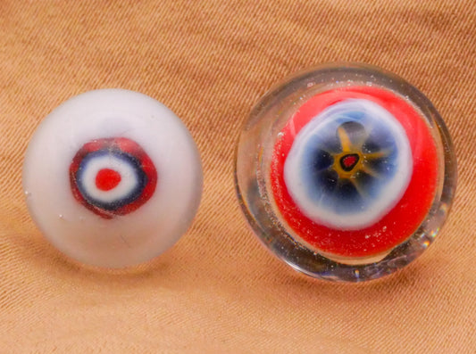 Patriotic Red White Blue Paperweight Glass Button Various 12-15mm