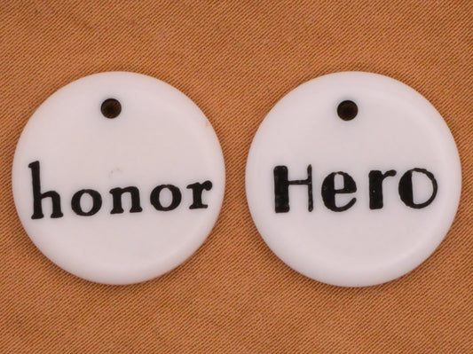 Honor or Hero Plastic Charm Embellishment Various 19mm