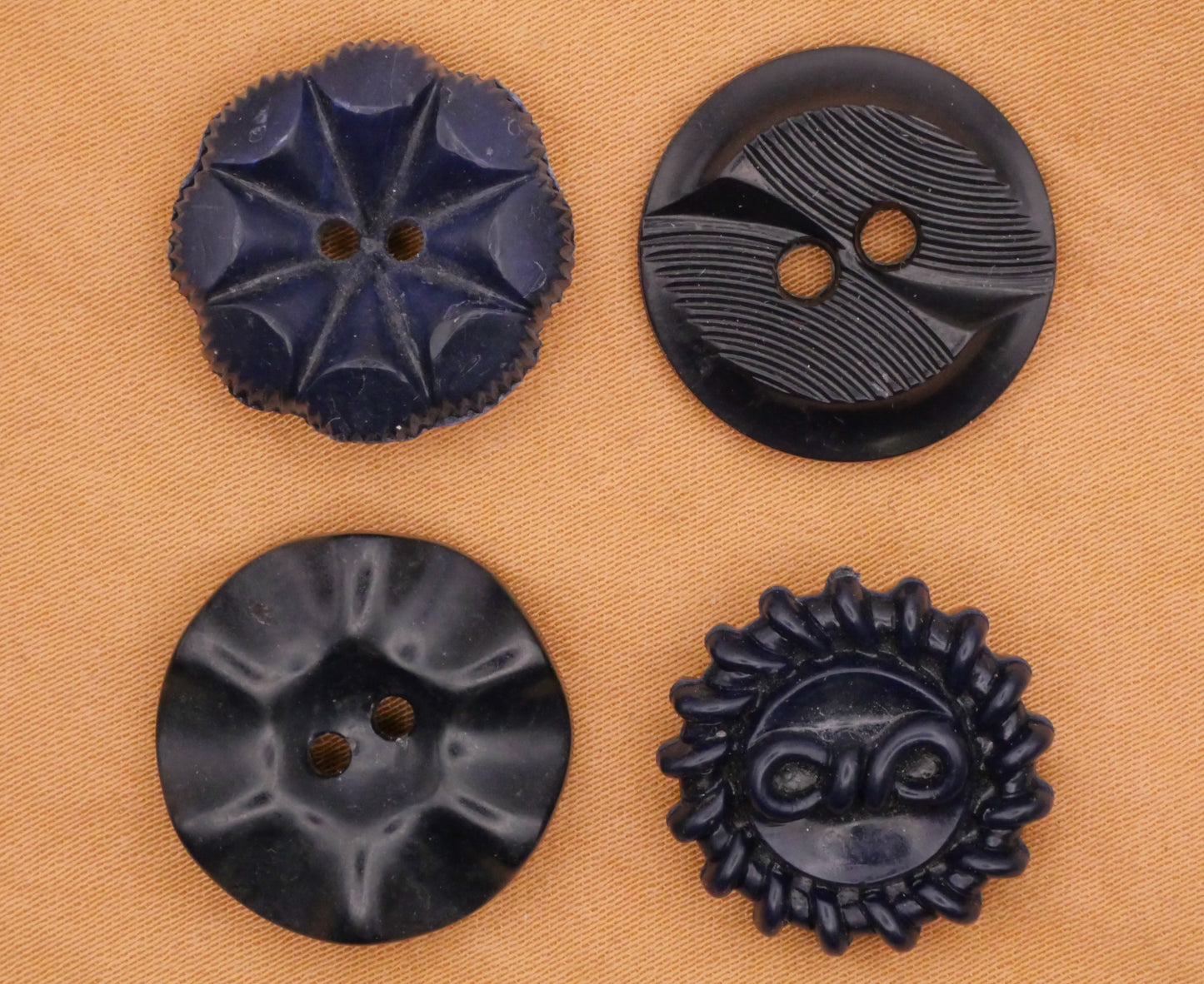 Housecoat Navy Blue Vintage Plastic Button Various 18-19mm