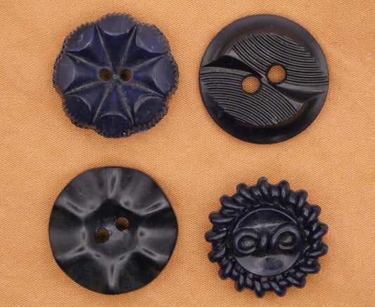 Housecoat Navy Blue Vintage Plastic Button Various 18-19mm