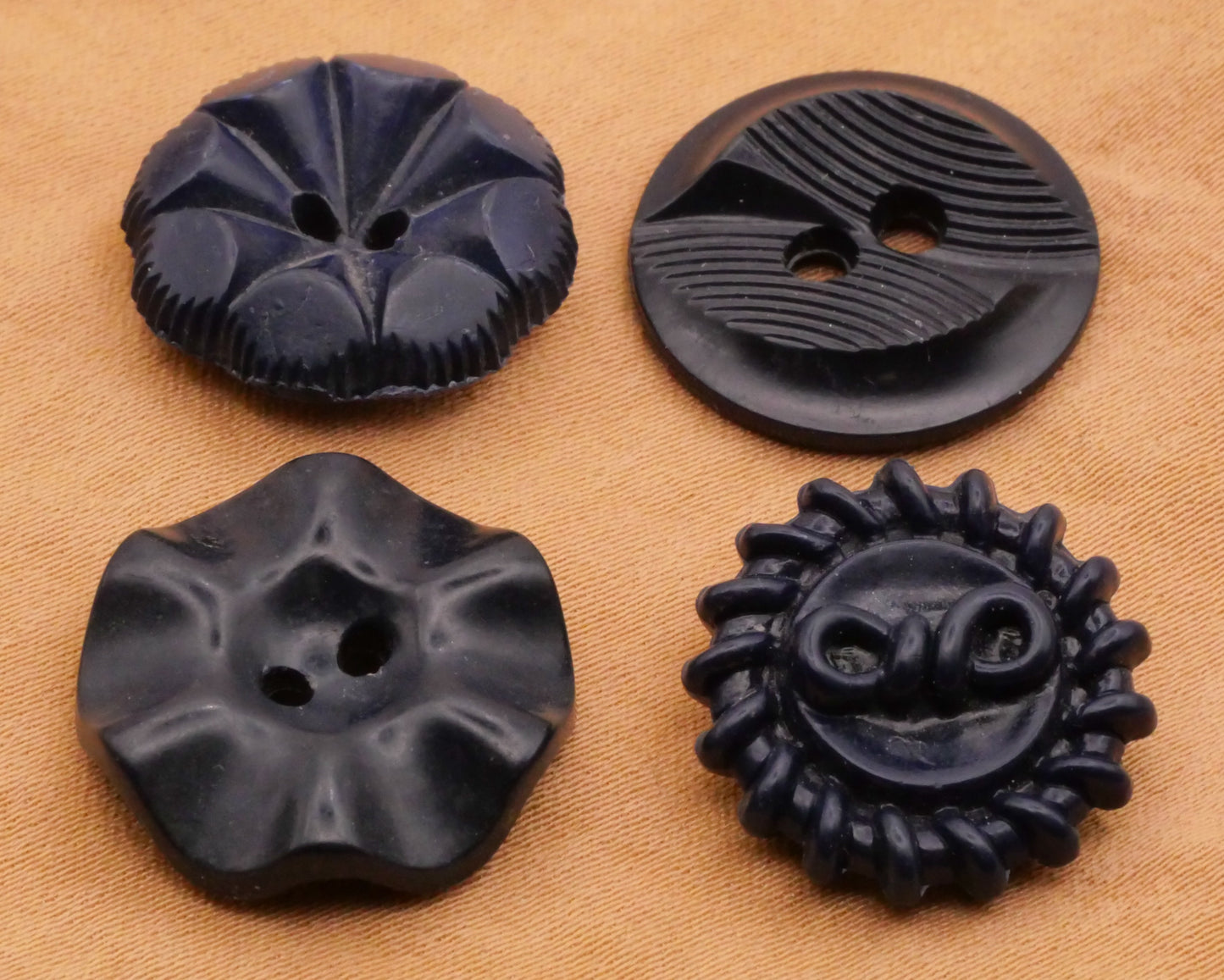 Housecoat Navy Blue Vintage Plastic Button Various 18-19mm