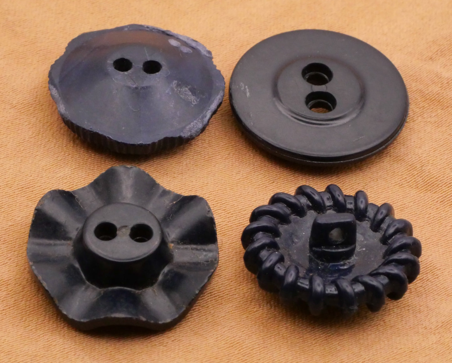 Housecoat Navy Blue Vintage Plastic Button Various 18-19mm
