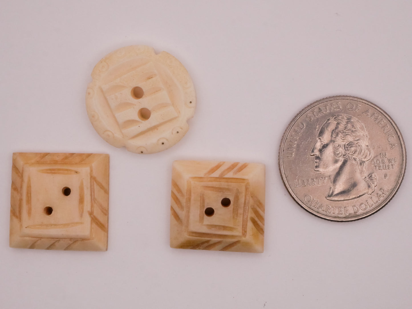 Tribal Design Carved Bone Horn Sew-Thru Button Various 17-21mm
