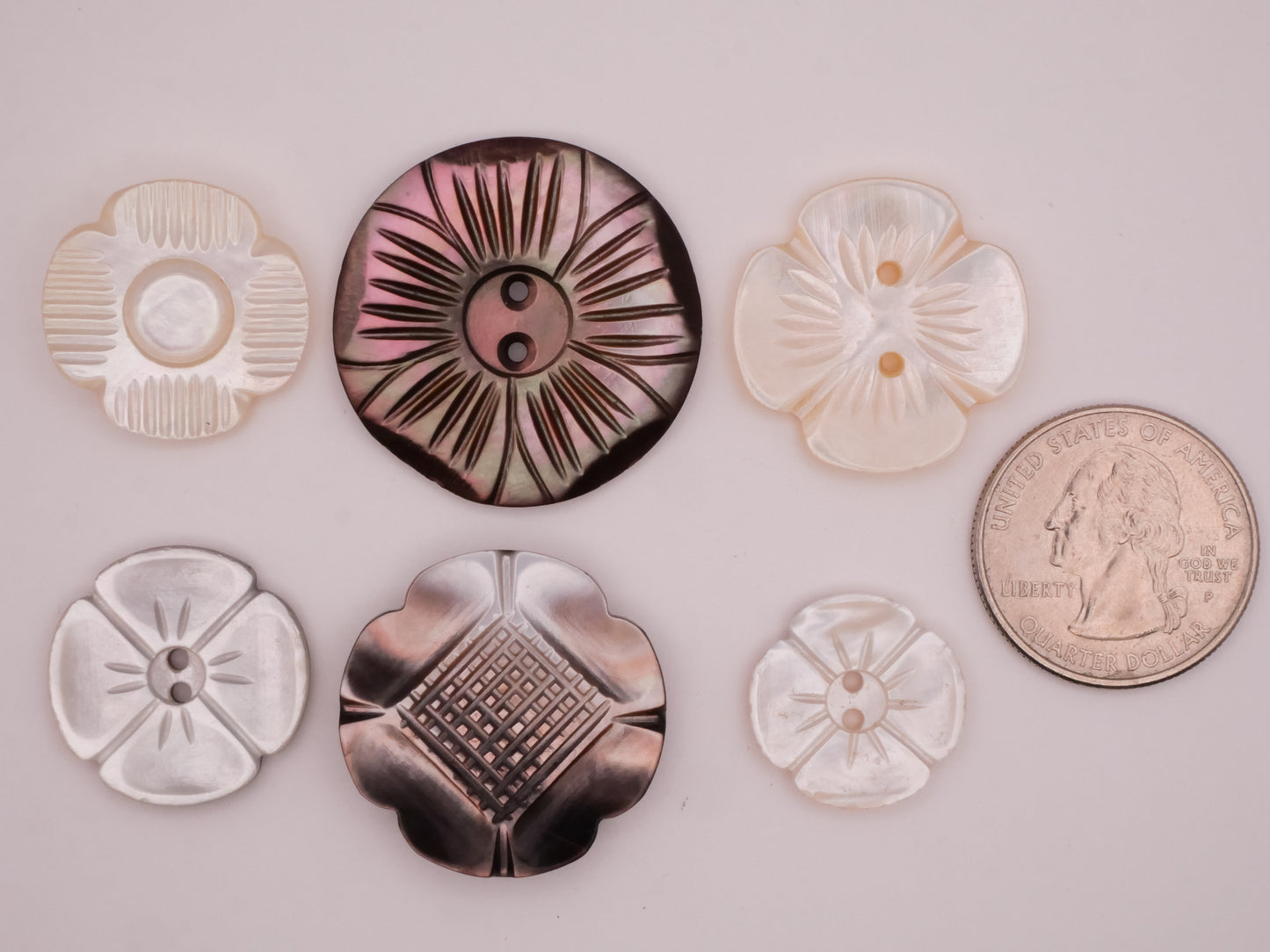 Flower Carved Mother of Pearl Shell Button Various 18-31mm