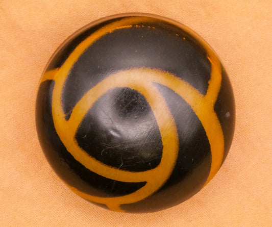 Swirl Horn Design Black Gold Celluloid Plastic Bubble Large Button 38mm