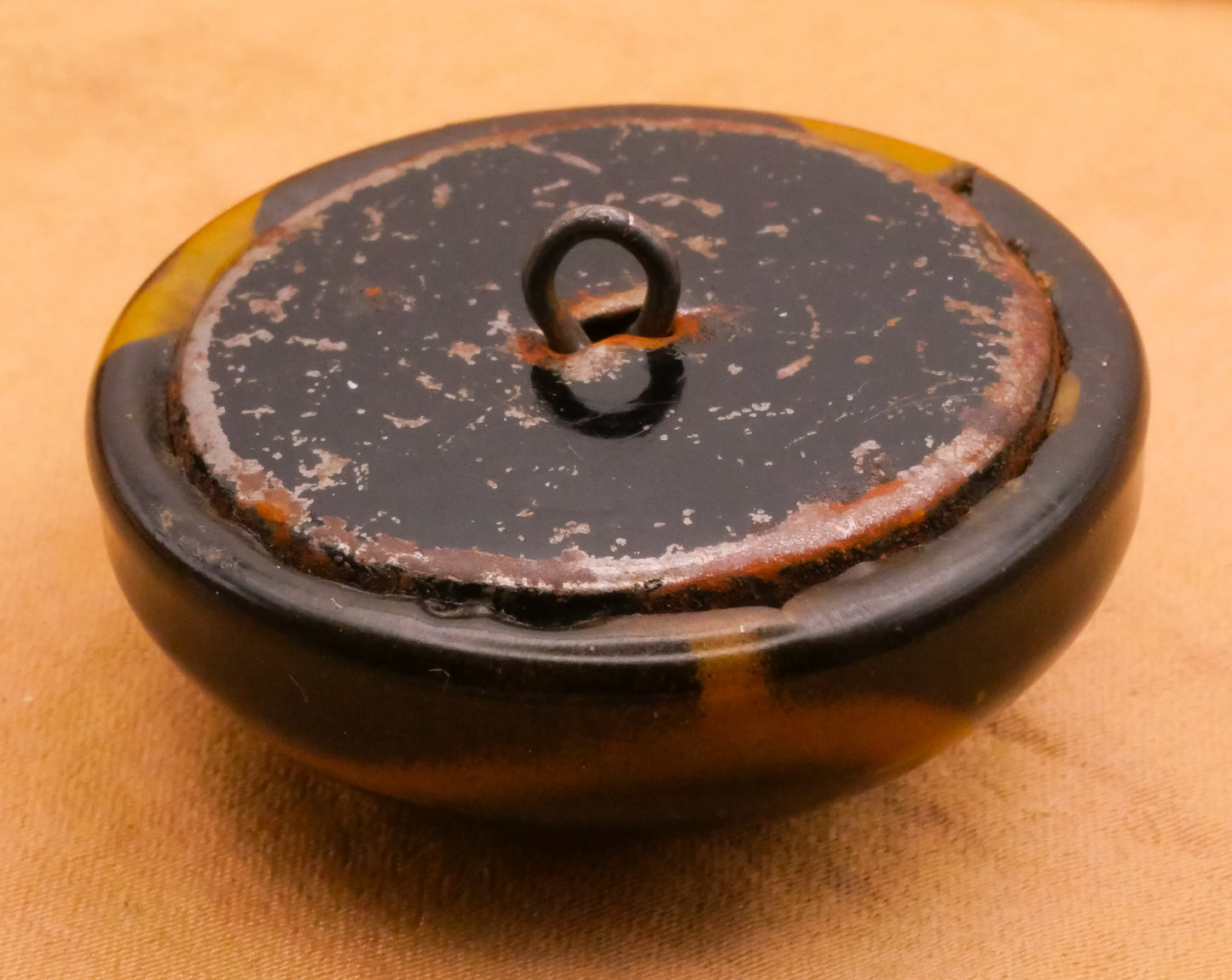 Swirl Horn Design Black Gold Celluloid Plastic Bubble Large Button 38mm