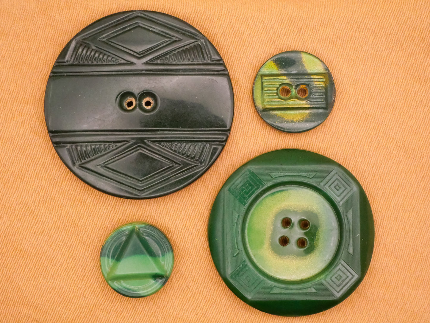 Green Shades Celluloid Tight Top Early Plastic Button Various 20-48mm