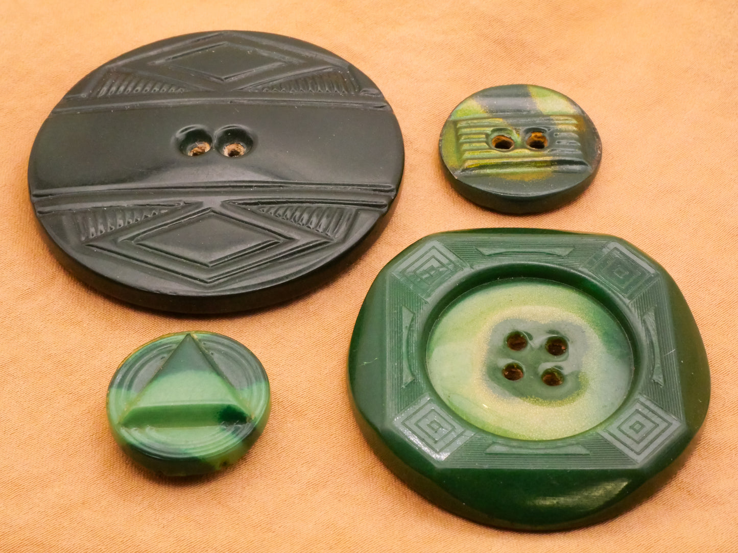 Green Shades Celluloid Tight Top Early Plastic Button Various 20-48mm