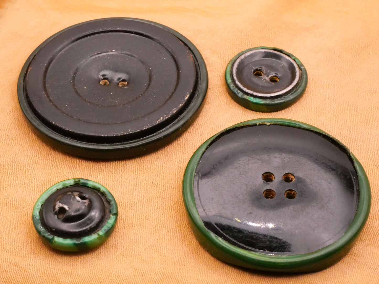 Green Shades Celluloid Tight Top Early Plastic Button Various 20-48mm