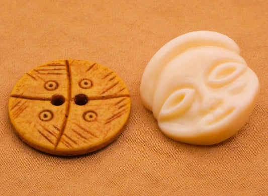 Tribal Bone Ivory Look Vintage Plastic Button Various 21-23mm