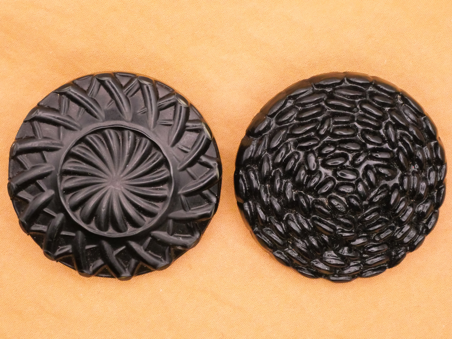 Texture Black Vintage Plastic Large Button Various 42-43mm