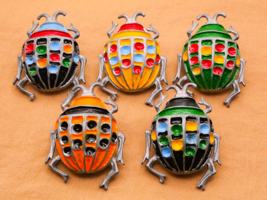 Beetle Insect Bug Large Enamel Metal Button Various 24x32mm