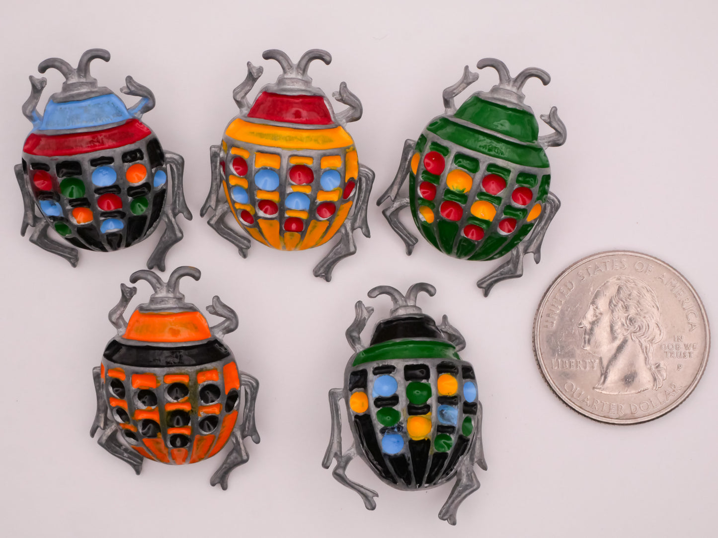 Beetle Insect Bug Large Enamel Metal Button Various 24x32mm