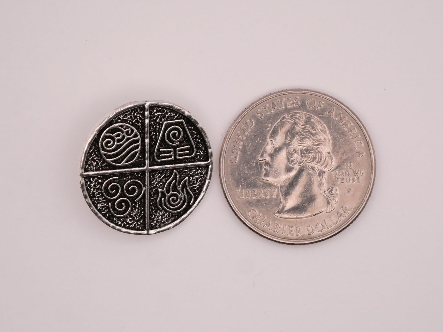 Water Earth Wind Fire Antiqued Silver Metal Button 21mm