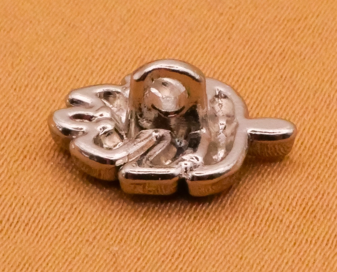 Leaf Rhinestone Silver Metal Pair of Buttons 9x13mm