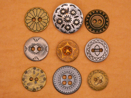 Southwest Design Vintage Metal Button Various 13-19mm