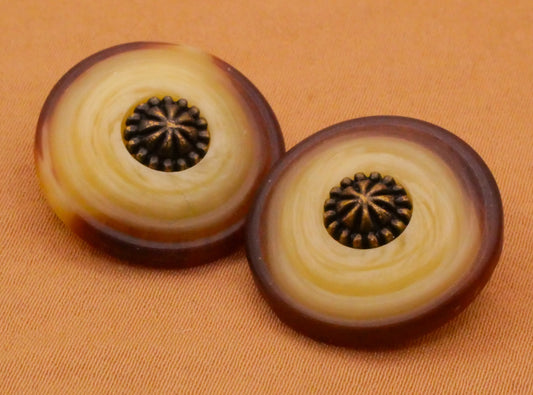 Horn Imitation Metal Look Center Plastic Pair of Buttons 20mm