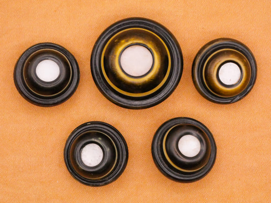 Dark Patina Metal Mother of Pearl Center Antique Button Various 17-23mm