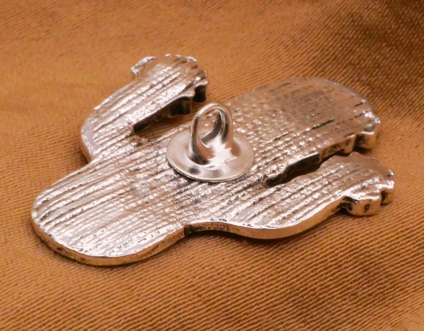 Cactus Flowers Turquoise Enamel Hammered Silver Metal Button 22x28mm