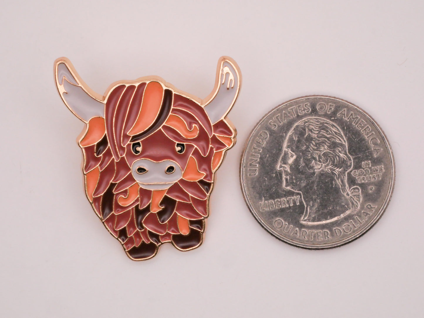 Highland Cattle Cow Steer Enamel Metal Button 28x30mm