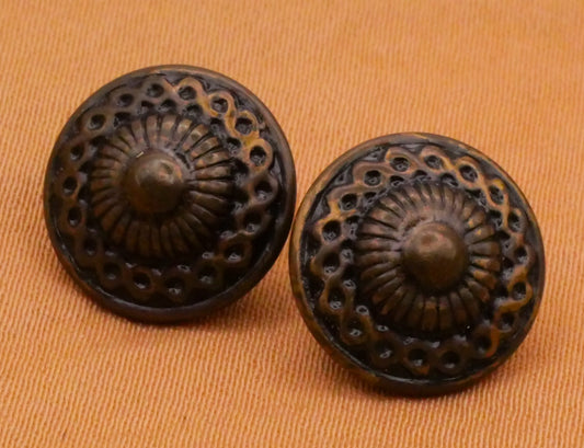 Braided Edge Bronze Metal Pair of Buttons 12mm