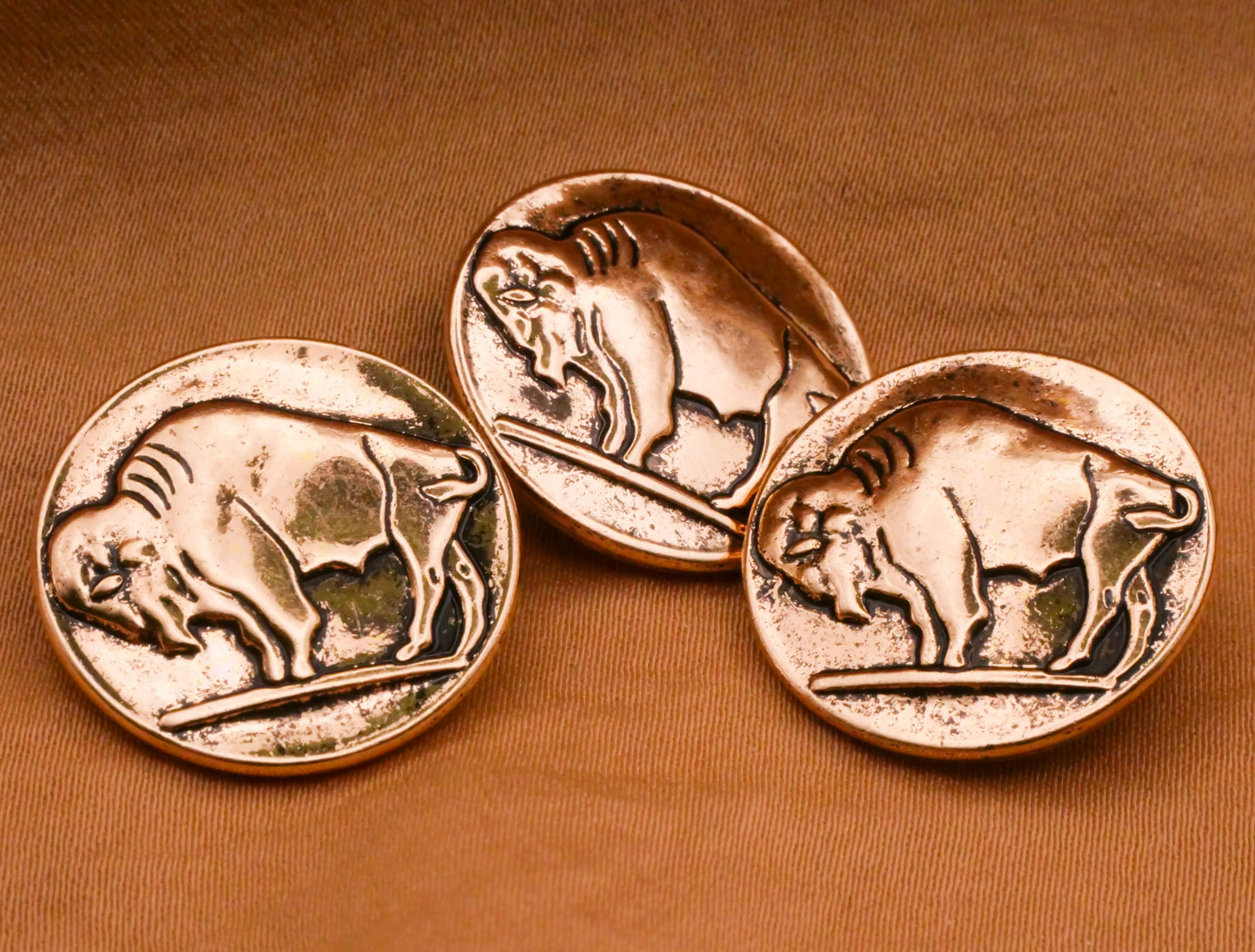 Buffalo Nickel Soft Gold Metal Button 21mm