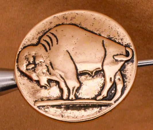 Buffalo Nickel Soft Gold Metal Button 21mm