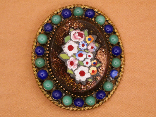 Flower Mosaic Glitter Italy Large Metal Button 45x51mm