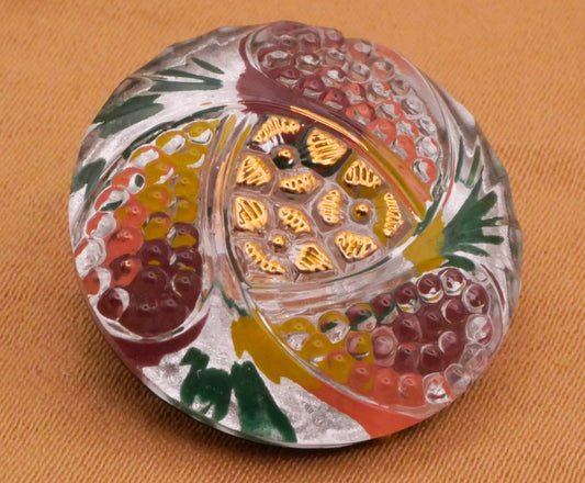 Flower Paisley Reverse Painted Czech Glass Button 22mm