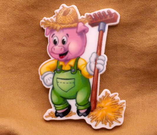 Pig Farmer Large Plastic Button 32x43mm