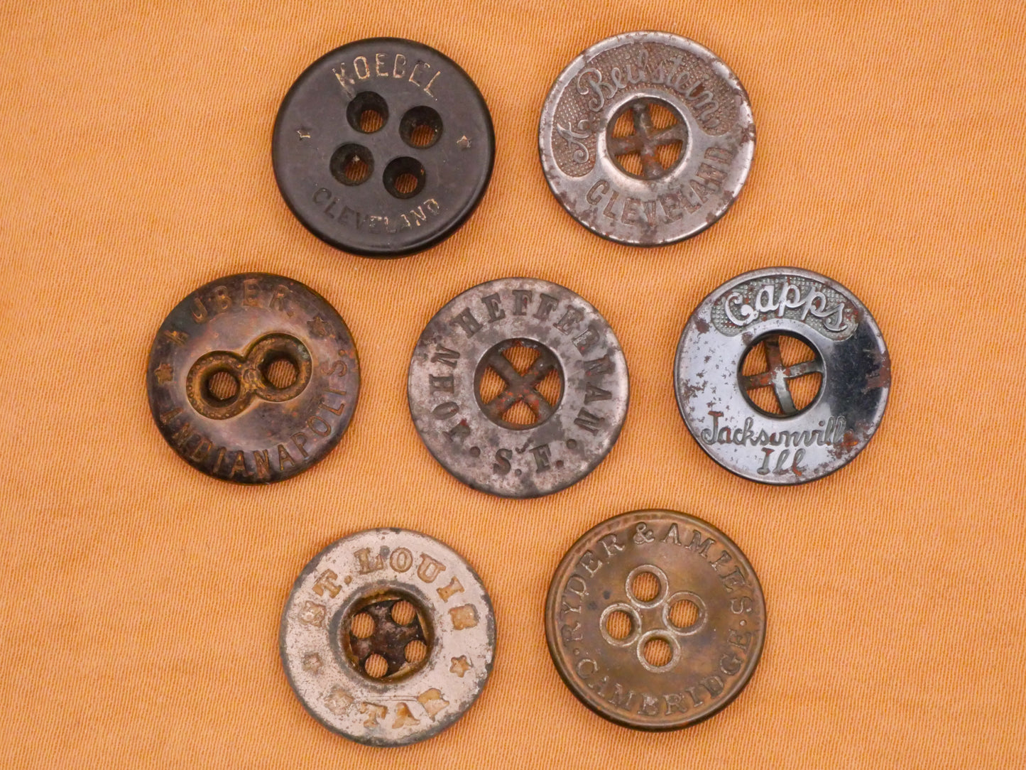 US Workwear and Clothing Brand Metal Button Various 16-17mm