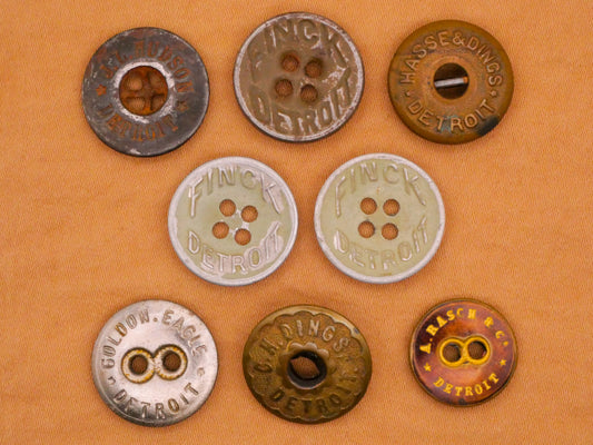 Detroit Michigan Workwear Metal Button Various 14-17mm