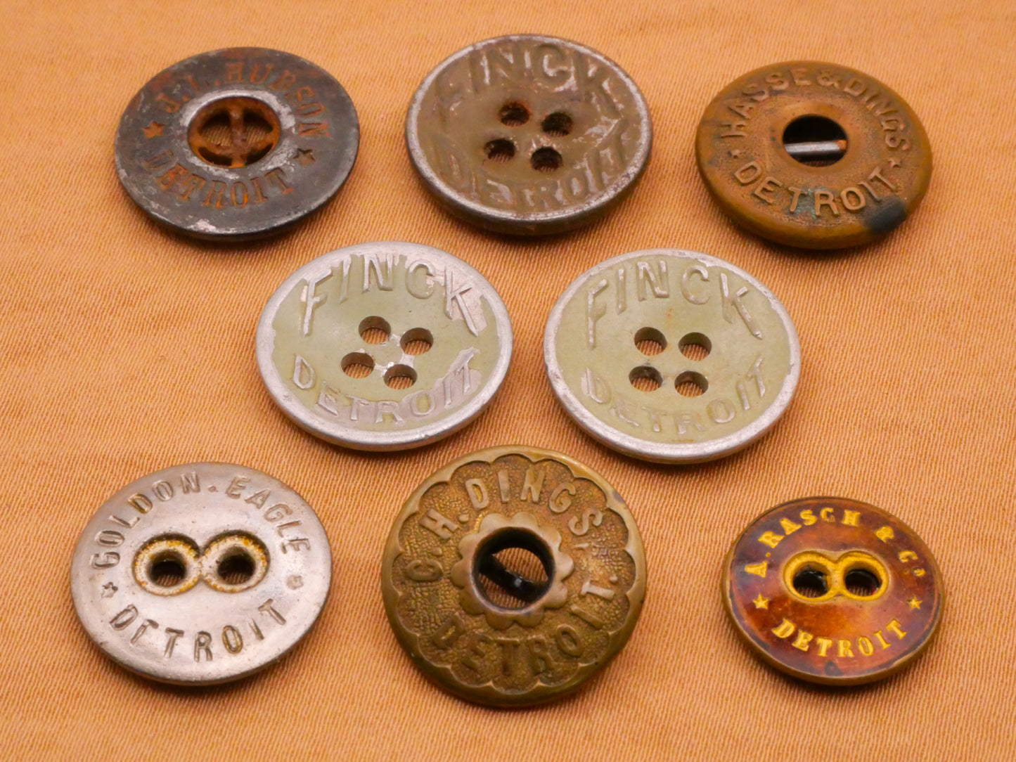 Detroit Michigan Workwear Metal Button Various 14-17mm