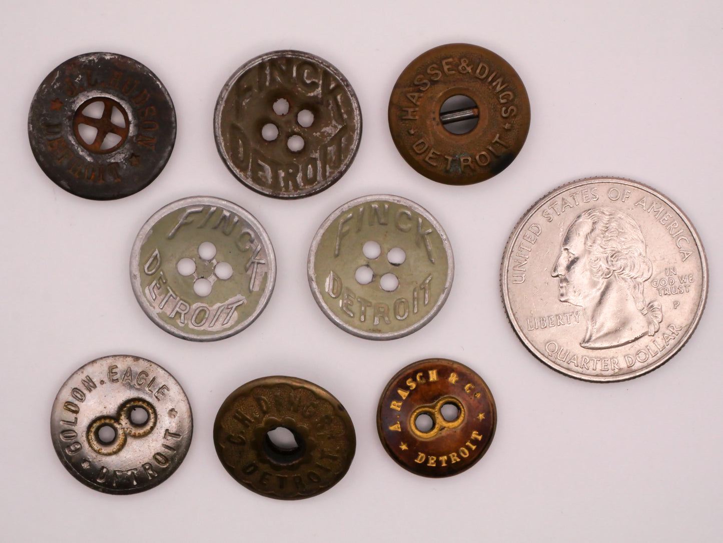 Detroit Michigan Workwear Metal Button Various 14-17mm