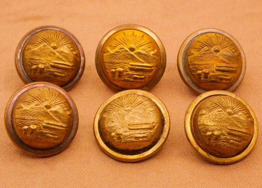 Ohio State Seal Sun Scioto River Canal Boat Brass Metal Button Various 15mm