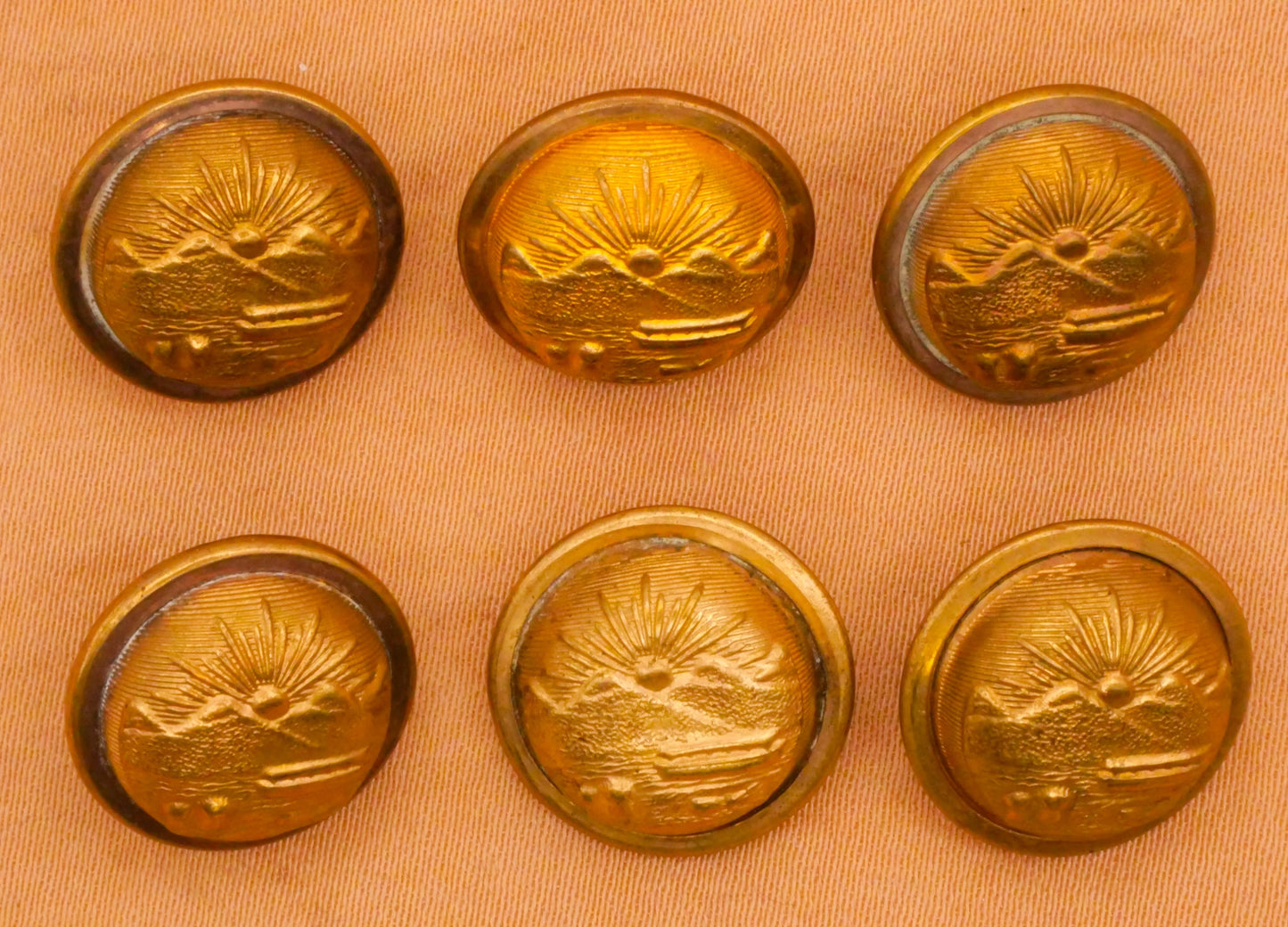 Ohio State Seal Sun Scioto River Canal Boat Brass Metal Button Various 15mm