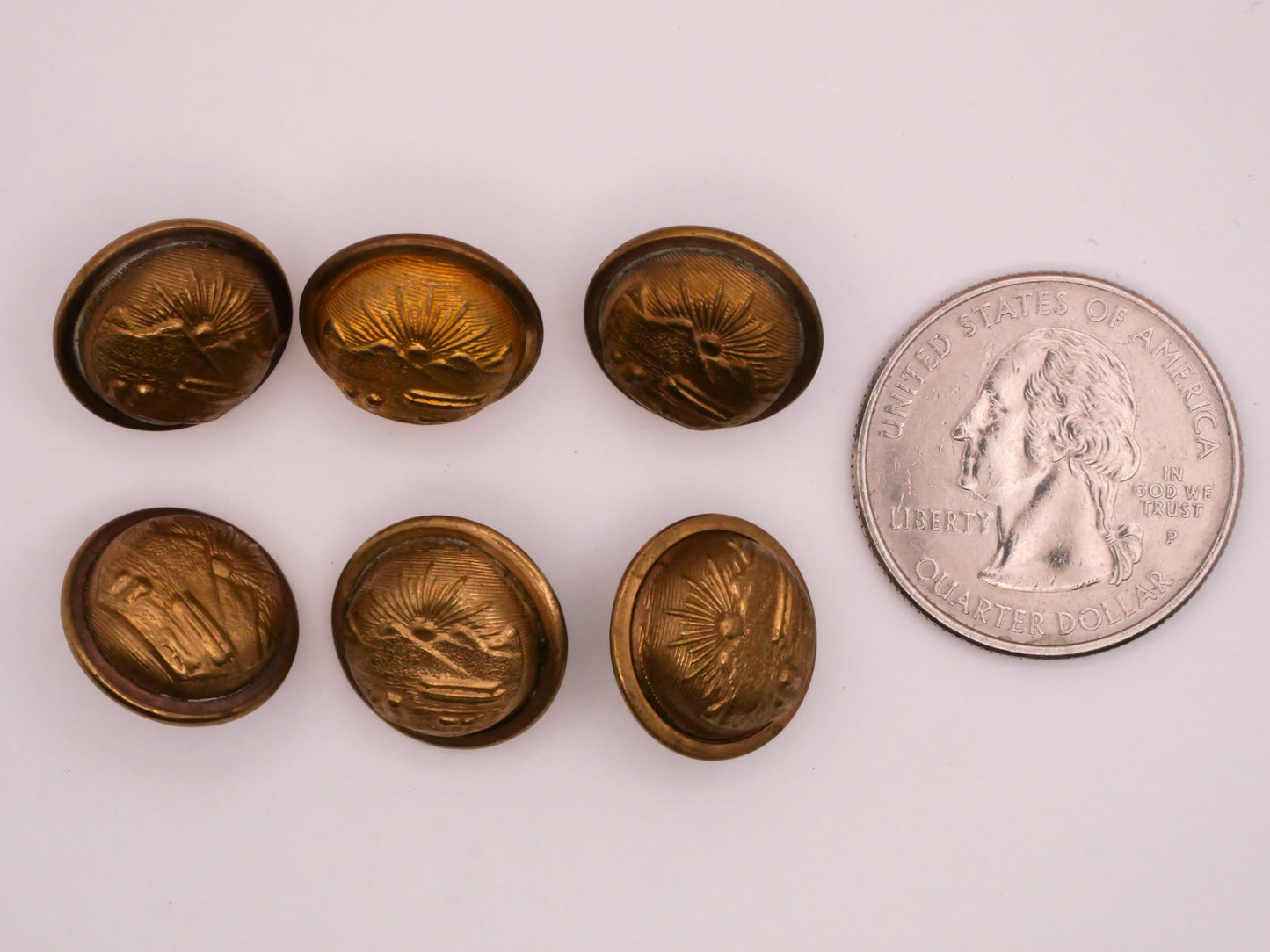 Ohio State Seal Sun Scioto River Canal Boat Brass Metal Button Various 15mm