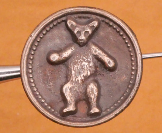 Teddy Theodore Roosevelt Bear Antique Metal Button 23mm