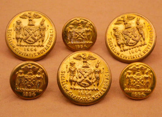 New York State Seal Gold Metal Button Various 16-23mm