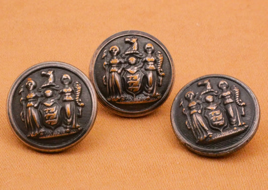New Jersey State Seal Patina Tinted Metal Button Various 15mm