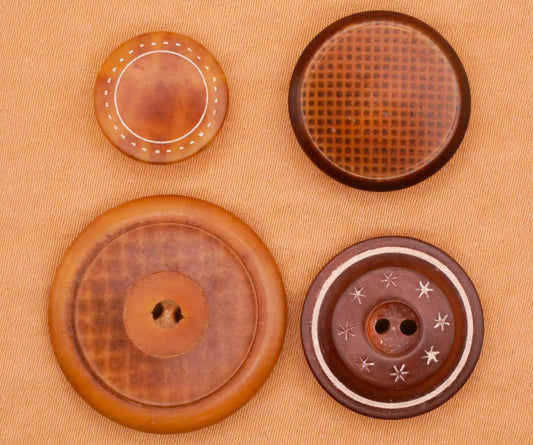 Vegetable Ivory Etched or Plaid Design Button Various 14-25mm