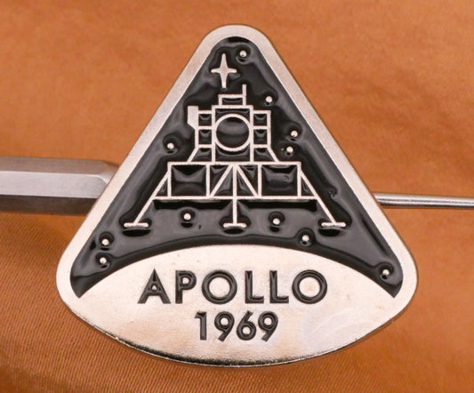 Apollo Moon Landing 1969 Verbal Silver Metal Enamel Button 30mm